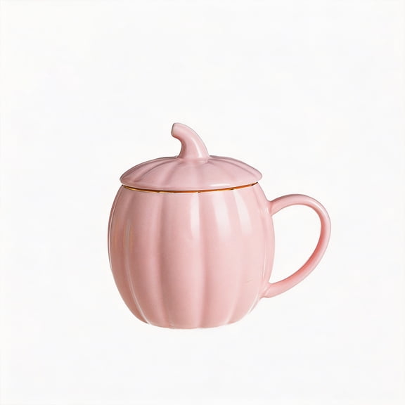 Cute Pumpkin Shaped Ceramic Mug With Lid, Creative Fall Coffee Water Cup For Home Office