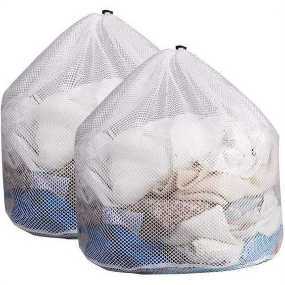 Coarse Mesh Laundry Bags with Drawstring, 2 Pack Machine Washable Travel Mesh Laundry Bags for Blouse, Hosiery, Stocking, Underwear, 24'' x 31''