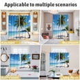 thumbnail image 6 of Coastal Tropical Kitchen Curtains Short 54 Inch Length, Blue Sky Coconut Tree Summer Beach Grommet Top Bedroom Living Room Curtains, Light Filtering Cafe Curtain Drapes 2 Panels Set 84''x54'', 6 of 9