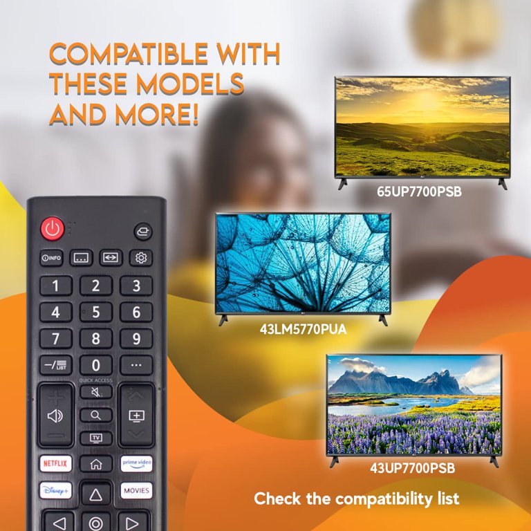 Restored OEM Akb76037603 Remote Control for LG Smart TVs Includes Netflix, Disney+, Prime Video & Movies Shortcuts 32LM637BPUB 43lm5770pua 50up7700psb