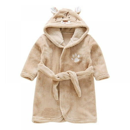 

1-6Y Kids Baby Robe Soft Flannel Warm Hooded Bathrobe Plush Sleepwear Pajamas Loungewear Gifts for Girls Boys Toddler Kids