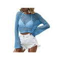 thumbnail image 1 of Qiylii Women Sexy Crochet Knitted Cover Ups Summer Beach Hollow Out Crop Top, 1 of 8