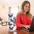 thumbnail image 6 of Butterflies Tumblers Reusable Stainless Steel Beautiful Pink Pattern 20 Oz with Lid,Cup Coffee Vacuum Double Wall Travel Mug,Exquisite Water Bottle Gifts for women,Valentine''s Day, 6 of 6