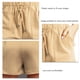 thumbnail image 4 of Pantalones cortos de mujer Pantalones elásticos de cintura alta con cordón Pantalones cortos de color puro Pantalones casuales de verano Caqui XL, 4 of 5