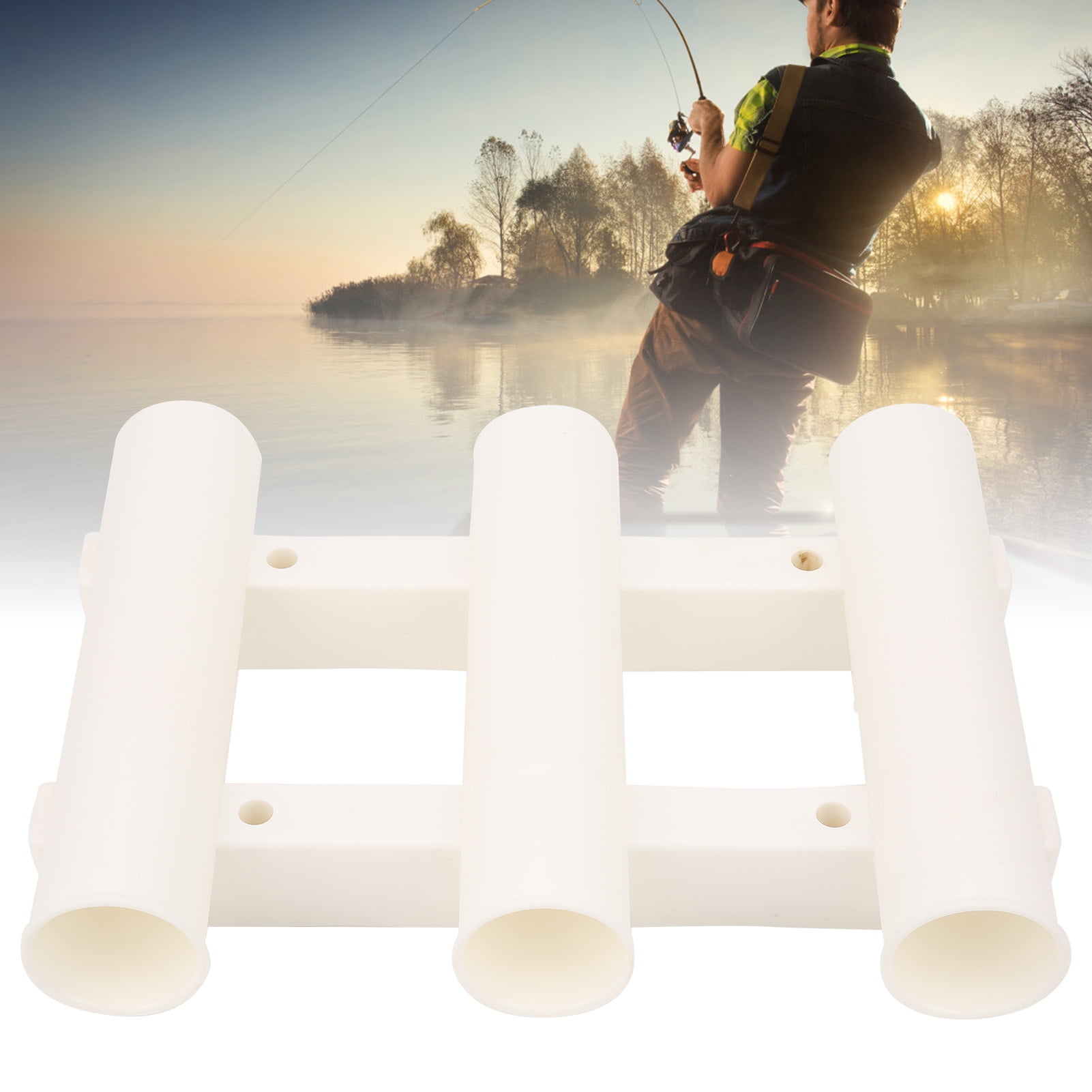 Details about   White Durable Tube Rod Holder Rack,Plastic 3-Rod Fishing Holders with Tools Slot 