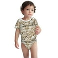 thumbnail image 2 of Xecao Starfish and Sea Shells Pattern Baby Climbing Bodysuit Short Sleeve Onesie Unisex 0-12 Months Baby Shirt Newborn Outfits Crotch snap design-12 Months, 2 of 6