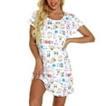 thumbnail image 5 of Defitshape Women's Cotton Nightgowns Soft Short Sleeve Sleep Shirt Printed Sleepshirts Cute Nightdress Short Night Gown Pajama Dress Summer Short Sleeve Sleepwear White X-Large, 5 of 5