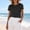 Black women's plus size crop top a1, variant on Women's Plus Size Crop Top Cotton Linen Short Sleeve T-Shirt Casual Basic Solid Tee Round Neck Blouse Summer Travel Vacation Fashion Clothes, Black XL