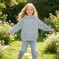 thumbnail image 4 of Wilark Girls Oversized Hoodies Sweatshirts with Pockets Long Sleeve Pullover Fleece Warm Casual Kids Fall Winter Tops Gray 12, 4 of 6