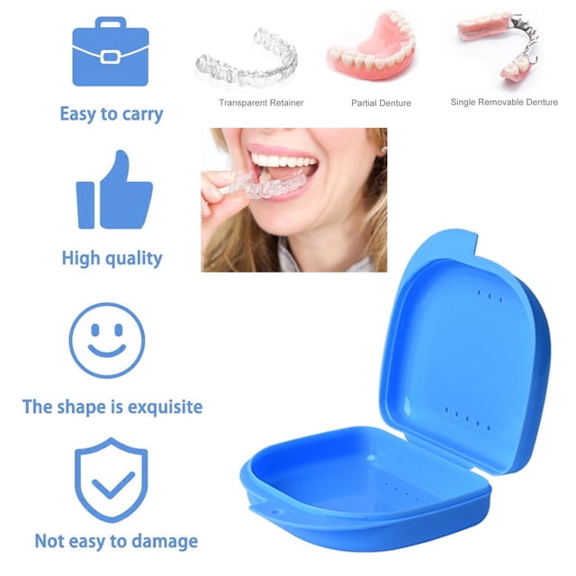 Retainer Box - Caja de protección bucal para dentaduras postizas de ortodoncia Estuche de cuidado bucal (Azul) Ygjytge Cuidado Belleza