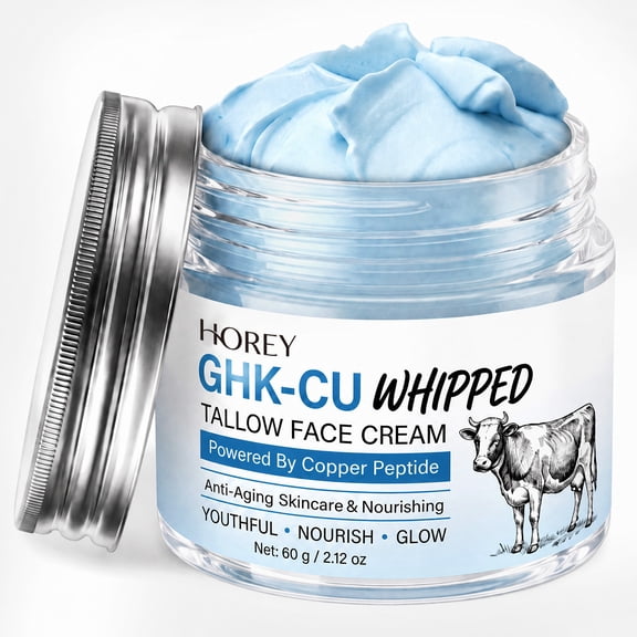 Grass-Fed Beef Tallow Face Moisturizer with GHK-CU Copper Peptide & Honey Balm – Nourishing Cream for Dry Skin, Barrier Support, Anti-Aging 60g