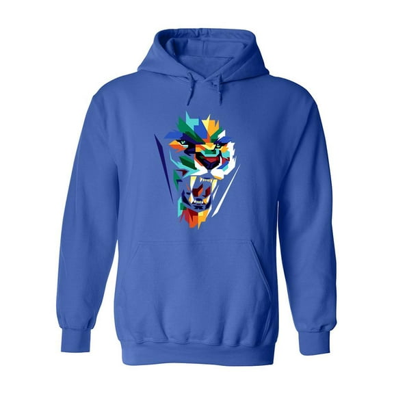 Colorful Pattern Lion Face Hoodie Men -Image by Shutterstock, Male x-Large