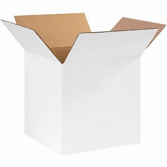 ZoroSelect Corrugated Boxes, 10" x 10" x 10", White, 25/Bundle