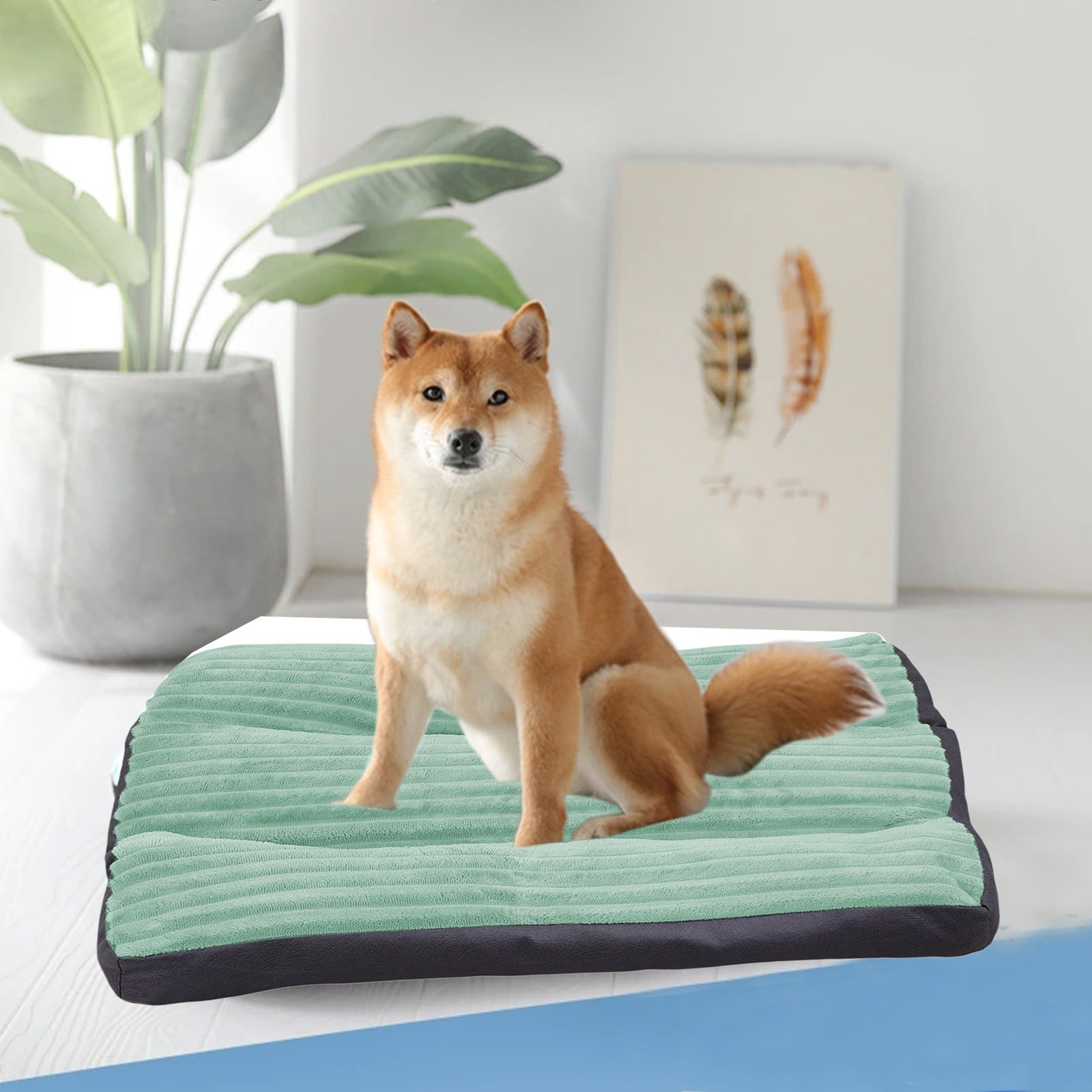 Bfogop Washable Dog Bed Deluxe Plush Dog Crate Beds Comfy Kennel Pad Anti-Slip Pet Sleeping Mat Portable Kennel Pad, Lightweight Travel Flat Pet Beds for Indoor& Outdoor Dogs 23 x18.5 in