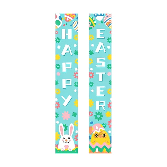Happy Easter Porch Sign, Easter Bunny Porch Sign Banner, Easter Bunny Porch Sign Banner, for Home Outdoor Indoor Wall Front Door Decor