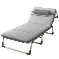SUKVPSI 75"x27" Folding Bed with Pillow and Mattress, Protable Camping Cot with Grey Thick Cotton Mattress, 29"x6.7"x27" Folded Size, Multiangle Backrest Adjustment, For Camping Indoor Outdoor