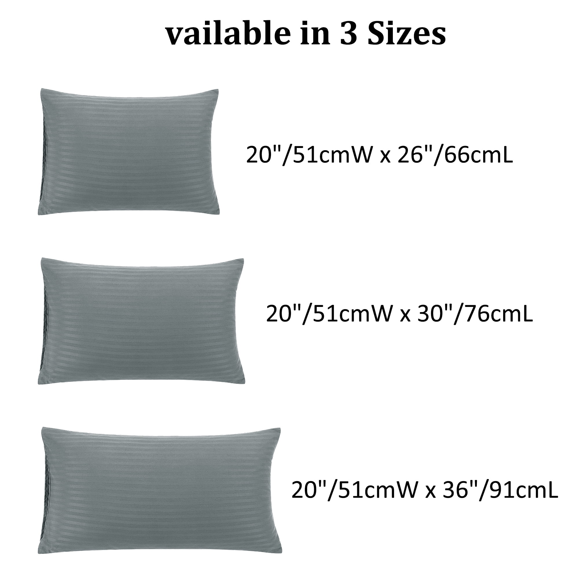 Unique Bargains Soft Durable Set of 2 Microfiber Striped Pillowcase Dark Gray King (20"x36")