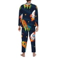 thumbnail image 5 of Bingfone Men'S Pajama Set 2 Piece Loungewear Pjs, Long Sleeve With Pajama Pants-Spaceships And Stars, 5 of 9