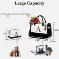 thumbnail image 3 of YOOLIFE Bolsa de lona con inicial y bolsa de maquillaje, regalos de cumpleaños personalizados para mujeres, mamá, hija, hermana, amigas, maestra, regalos de boda para dama de honor, 3 of 5