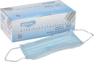 RENSOW Face Masks Pleated W Ear Loop 10 boxes of 50 500 case by
