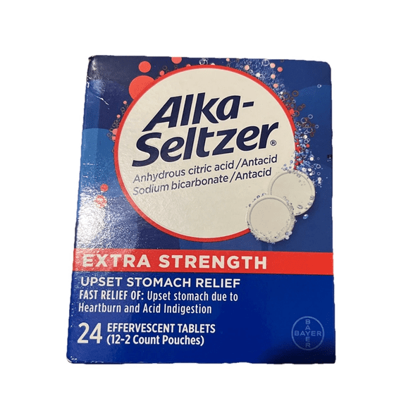 Alka-Seltzer Extra Strength Antacid & Pain Relief Effervescent Tablets 24 ea (Pack of 4)
