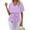 Purple, variant on Summer Solid Color Women V-neck Chiffon Blouse Short Sleeved Casual Tops
