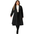 thumbnail image 3 of DARING DIVA Women's Plus Size Notch Lapel Double Breasted A Line Coat 4X Black, 3 of 6