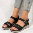 thumbnail image 4 of HAOTAGS Women's Summer Dressy Wedge Sandals Flower Breathable Open Toe Walking Shoes Black Size 5.5, 4 of 9