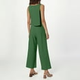 thumbnail image 7 of HXWCHs Women's Linen Two Piece Set Featuring A Button Front Sleeveless Crop top and Flowy Wide Leg Trousers for A Summer Outfit Green XL, 7 of 7