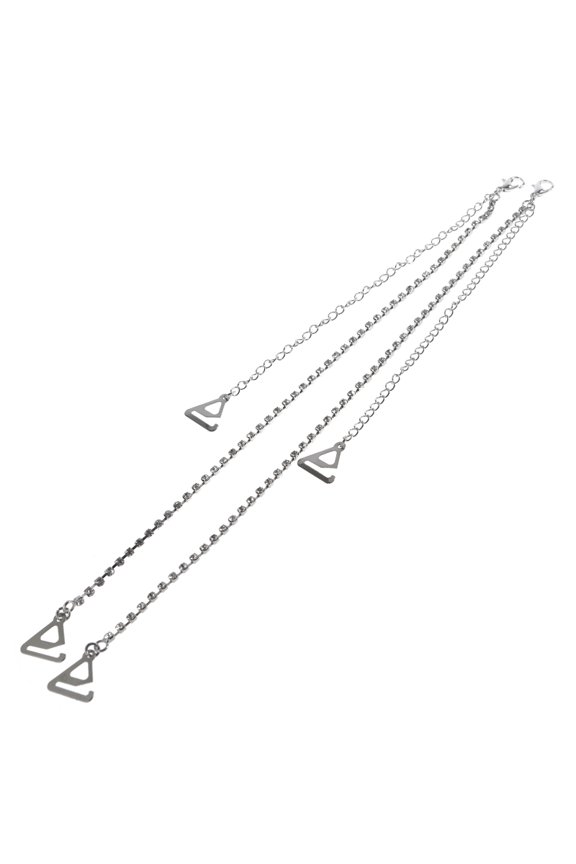 2Pcs/Pair Women Party Wedding Dress Rhinestone Bra Straps Faux Pearl Crystal Jewelry Lingerie Underwear Adjustable Shoulder Invisible Metal Chain