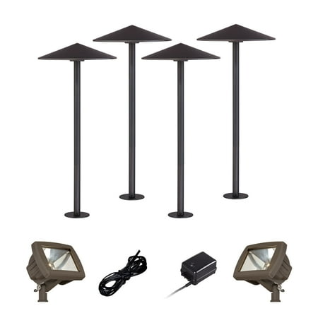 

John Timberland Kobe Bronze 8-Piece LED Landscape Path and Flood Light Set
