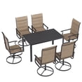 thumbnail image 6 of ELPOSUN 7 Piece Outdoor Patio Dining Set Swivel High Back Padded Textilene Chairs and Rectangle Table Furniture Set, Khaki, 6 of 7