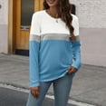 thumbnail image 4 of KDFJPTH Womens Graphic T Shirts Crew Neck Long Sleeve Color Block Printed Tshirts Top, 4 of 5