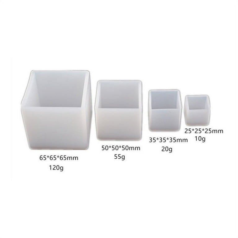 Woohome 4 Pcs Square Resin Mold Cube Jewelry Silicone Casting Mold Tools Set Included 4 Size Silicone Resin Mold, 15 Pcs Plastic Making Tools and 1
