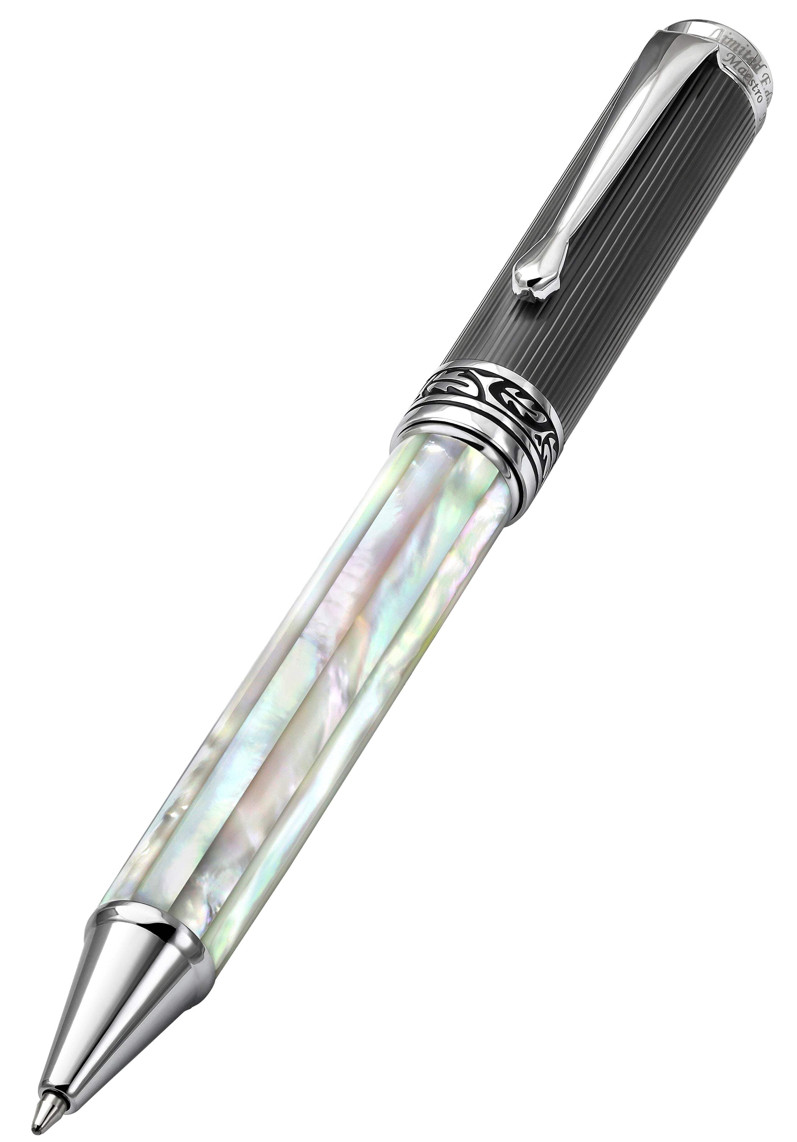 Xezo Xezo Maestro® Oceanic White Mother of Pearl Ballpoint Pen - DLC (Diamond-Like Coating) PVD Cap
