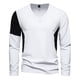 thumbnail image 2 of Blusas y camisas de manga larga con cuello en V para hombre, pulóveres casuales de retazos, camisetas de manga larga con cuello en V, blusas para hombre., 2 of 5