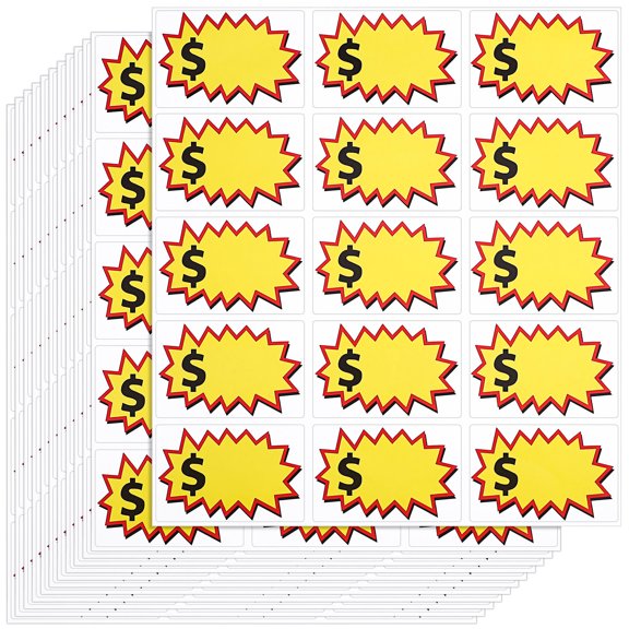 Hemoton Garage Sale Stickers 20 Sheets Adhesive Retail Tags Stickers Removable Yard Sale Signs Pricing Labels