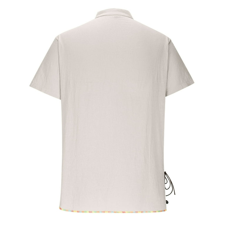 Eryao Mens Lace-Up Vintage Gothic Shirts Short Sleeve Stand Collared T-Shirt  Casual Solid Color Blouse Tops ,White,XL - Walmart.com