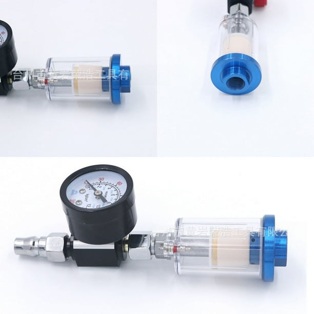 Manómetro para pistola pulverizadora neumática, separador de aceite y agua, válvula reguladora para pistola pulverizadora de pintura, filtro, rejilla de agua, rejilla de cola