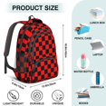 thumbnail image 5 of Red and Black Checkered Pattern Backpack for School, Cute School Bag with Adjustable Shoulder Straps and Padded Back, 16.9"x12.6"x5.9", 5 of 5