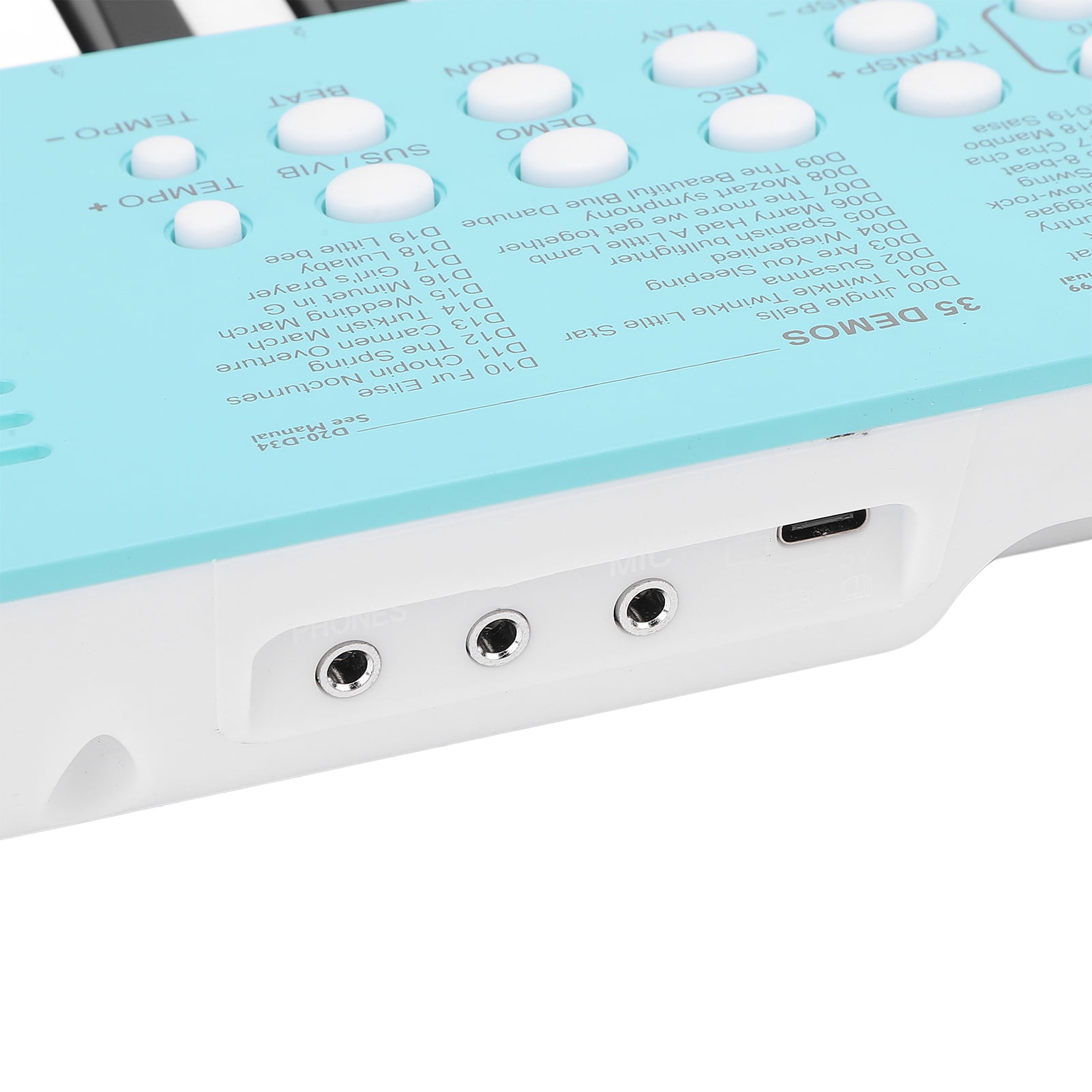 LAZIOEGR 37 Key Electronic Keyboard Digital Piano with Microphone, 200 Tones 200 Rhythms 35 Demos, Portable Musical Instrument Gift, Blue
