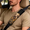 thumbnail image 5 of Xixirimido 5Pcs Car Seat Covers & Seatbelt Covers & Center Console Cover Set Universal Auto Accessories Fit for SUV Sedan Van Truck Leather Front Seat Cover, Black Sunflower Highland Cattle, 5 of 8