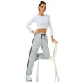 thumbnail image 6 of Women Casual Cotton Solid Drawstring Elastic Waist Long Straight Pants, 6 of 8