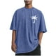thumbnail image 2 of Tops para hombre, blusas y camisas de cuello redondo y manga corta para hombre, camisetas deportivas informales de color liso con cuello redondo y efecto desgastado, blusas de licra para hombre., 2 of 5