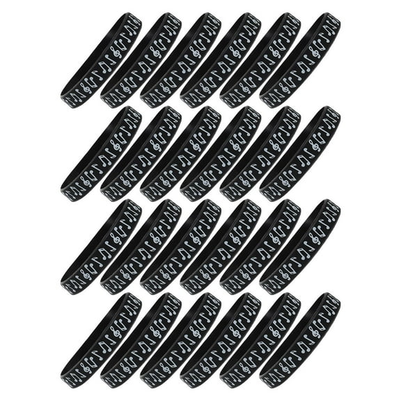 WORGEOUS 24pcs Music Note Silicone Bracelets Notes Rubber Bracelets Music Inspirational Bracelets Event Concert Wristbands For Music Party