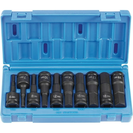 

(1498MH 1/2 Drive 10-Piece Metric Hex Driver Socket Set