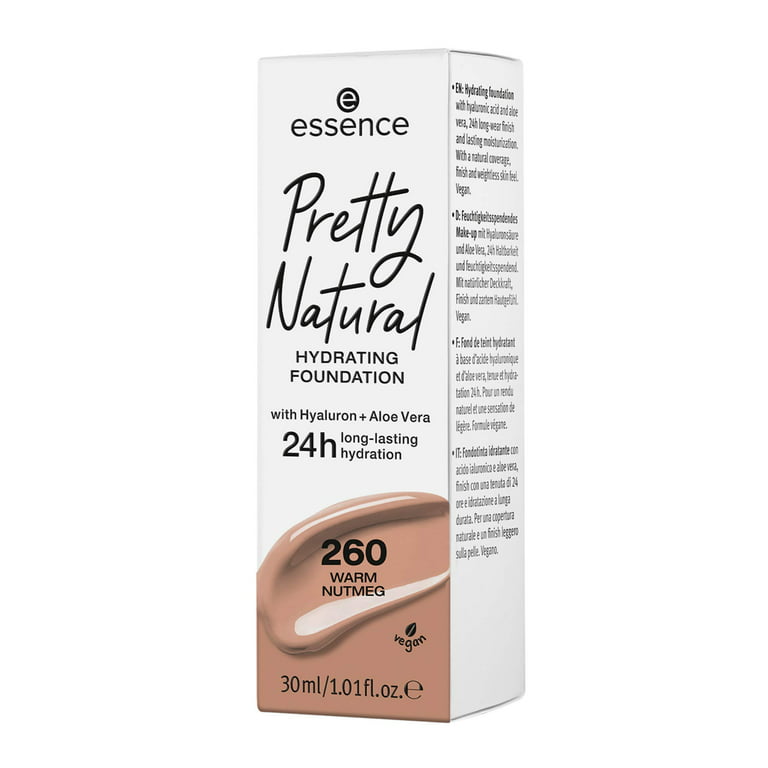 essence | Pretty Natural Hydrating Foundation | Medium, Coverage for a  Natural Skin Look | Formulated w/ Hyaluronic Acid & Aloe Vera | Made W/o  Gluten, Parabens, Oil & Alcohol | Vegan