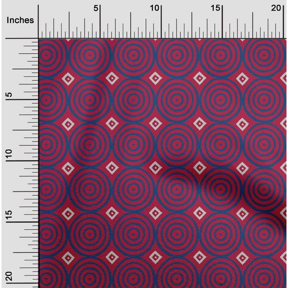 oneOone Organic Cotton Voile Fabric Diamond & Circle Block Fabric Prints By Yard 42 Inch Wide