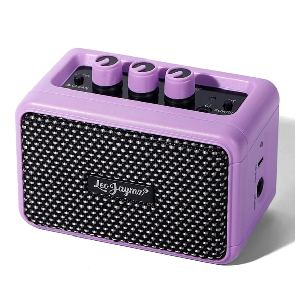 Leo Jaymz Mini Guitar Amplifier - 5W Dual Speaker BT Wireless Guitar Amp? Rechargeable Battery, Clean/Overdrive Modes, H