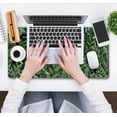 thumbnail image 5 of Cute Anime Cats Desk Mat Green Leaves Kawaii Mousepad XXL Extended Large Gaming Mouse Pad Cat, Aesthetic Extended Laptop Keyboard Mat Desk Pad for Women Office Gamer Girl Decor 31.5x15.75 in, 5 of 6